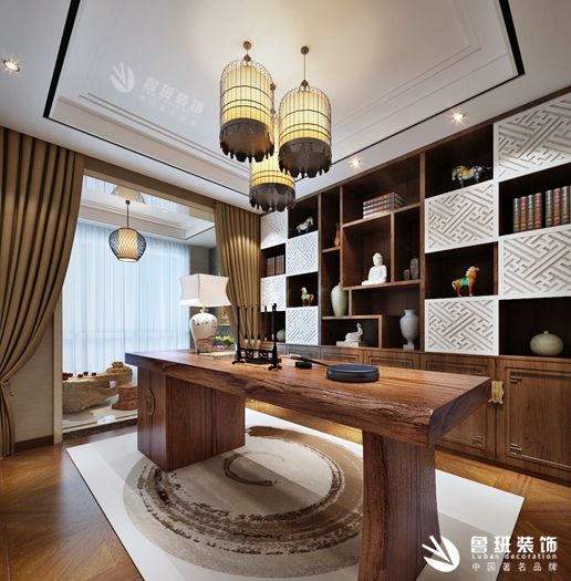 綠地城,新中式風格,書房