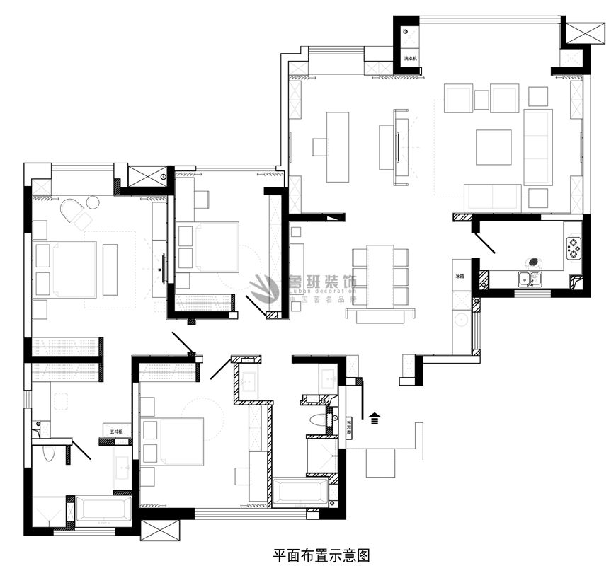 綠地城,新中式風格效果圖,平面布局圖